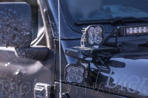 Jeep Wrangler LED Light Pods - Diode Dynamics - SS3 Cowl LED Bracket Kit - White - `18-`25